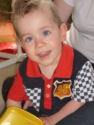 Odin has his second skin body suit funded by Australian children's charity I Give A Buck Foundation