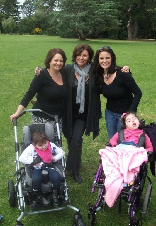 I Give A Buck Foundation founder Barb Blashki with Olivia Hunt and Jocelyn Di Iulio and their gorgeous mums Susan and Tanya